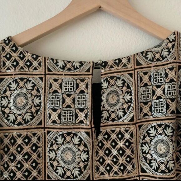 Anthropologie Antik Batik Embroidered sheath dress flutter cap sleeves size MP - Picture 5 of 7